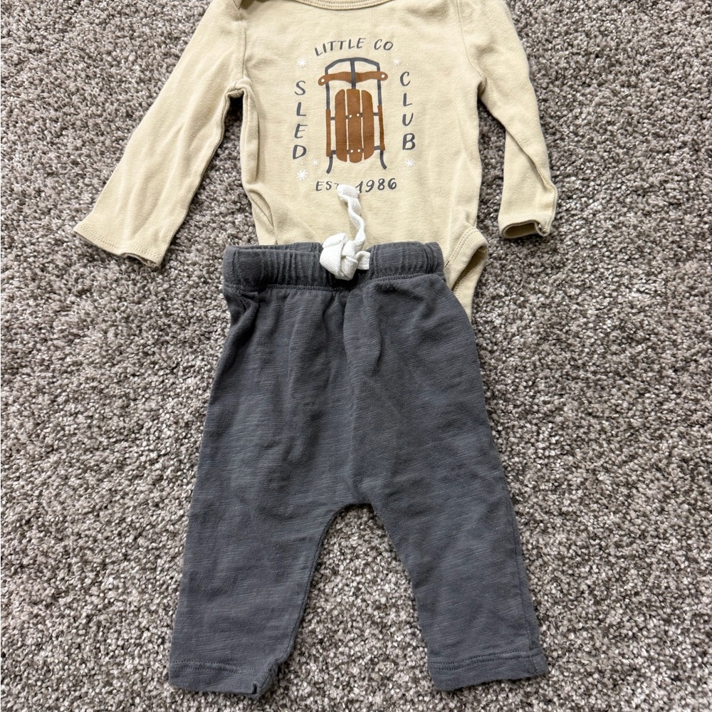 Little Co Kids Matching Set - Cream and Gray